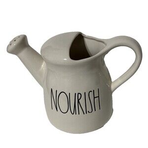 Rae Dunn Ivory/White With Black Lettering Nourish Watering Can Numbered 195